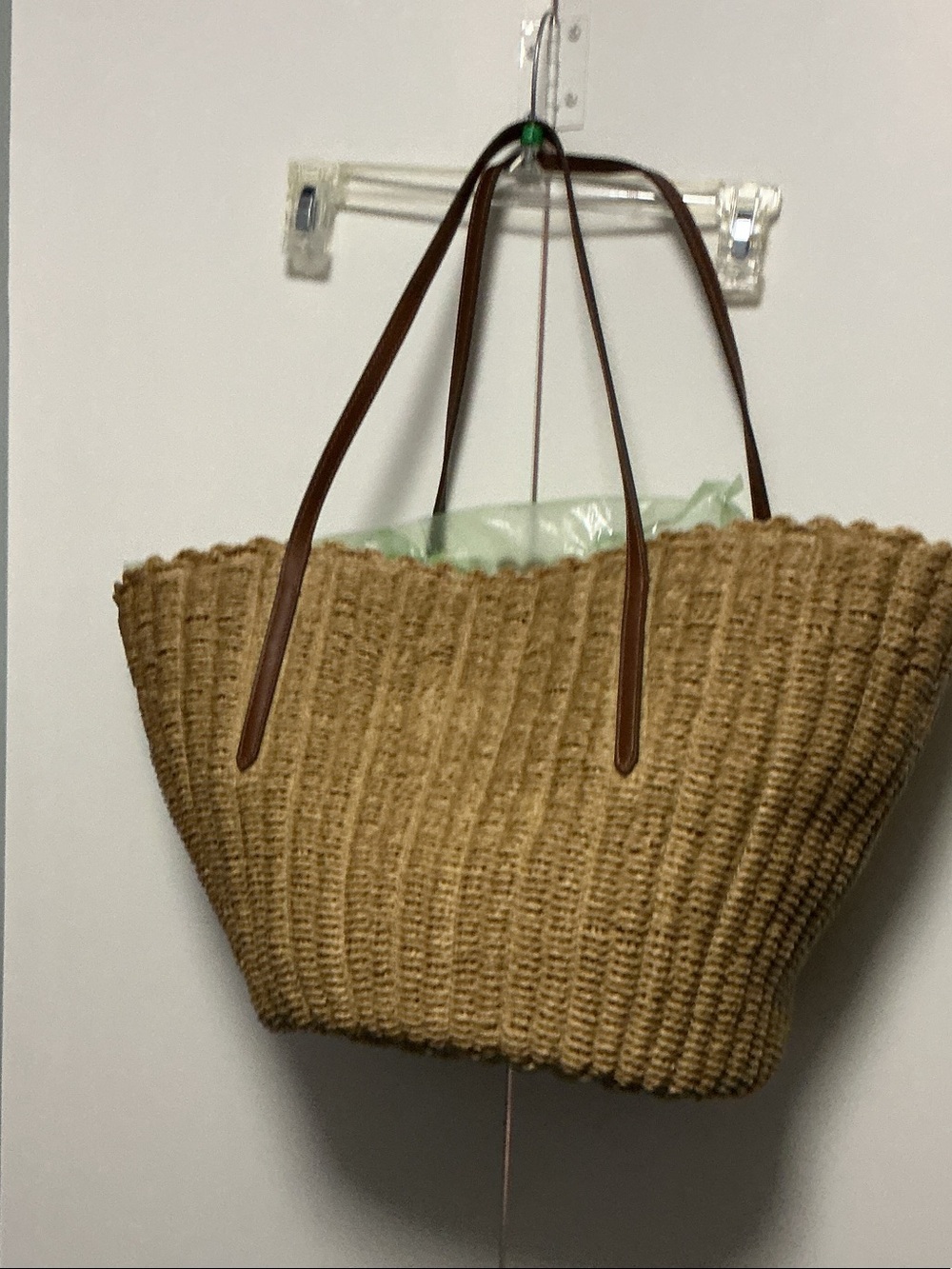 J. Crew Natural Straw Tote with Brown Leather Straps